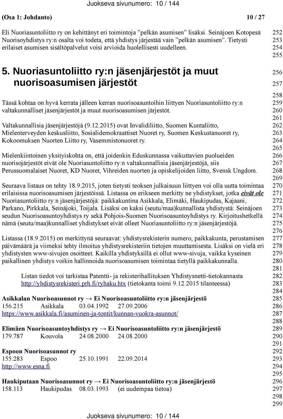 Nuoriasuntoliitto ry:n jäsenjärjestöt ja muut nuorisoasumisen järjestöt Tässä kohtaa on hyvä kerrata jälleen kerran nuorisoasuntoihin liittyen Nuoriasuntoliitto ry:n valtakunnalliset jäsenjärjestöt