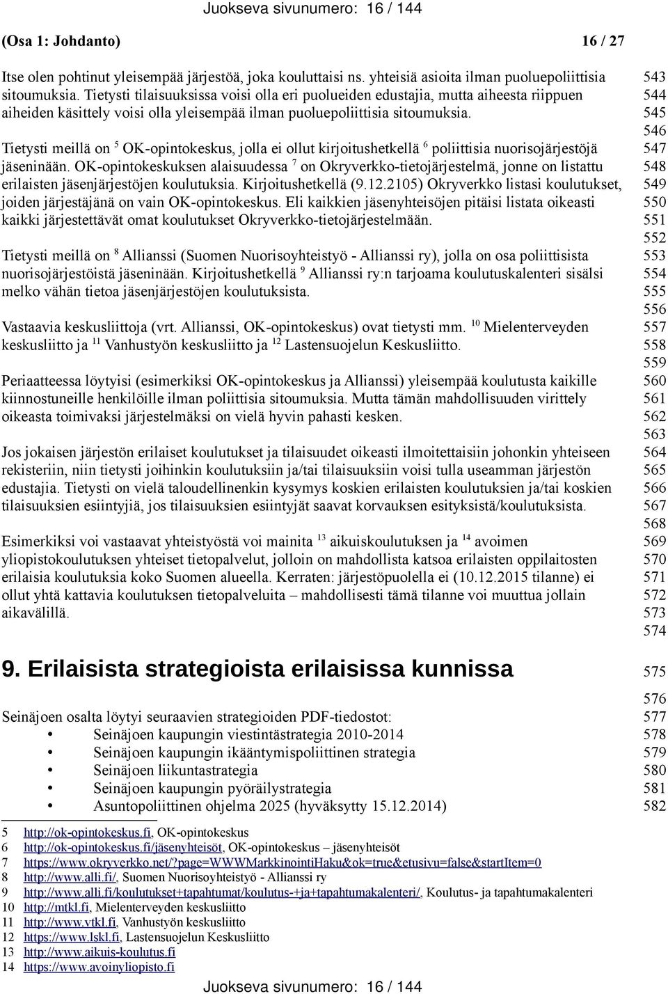 Tietysti meillä on 5 OK-opintokeskus, jolla ei ollut kirjoitushetkellä 6 poliittisia nuorisojärjestöjä jäseninään.