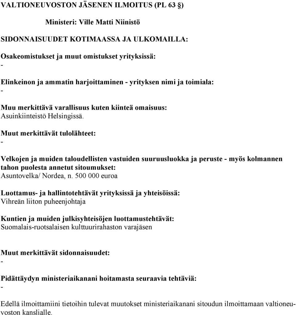 Velkojen ja muiden taloudellisten vastuiden suuruusluokka ja peruste myös kolmannen