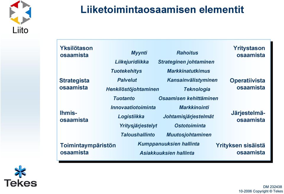 Markkinatutkimus Kansainvälistyminen Osaamisen kehittäminen Markkinointi Johtamisjärjestelmät Ostotoiminta Muutosjohtaminen Kumppanuuksien