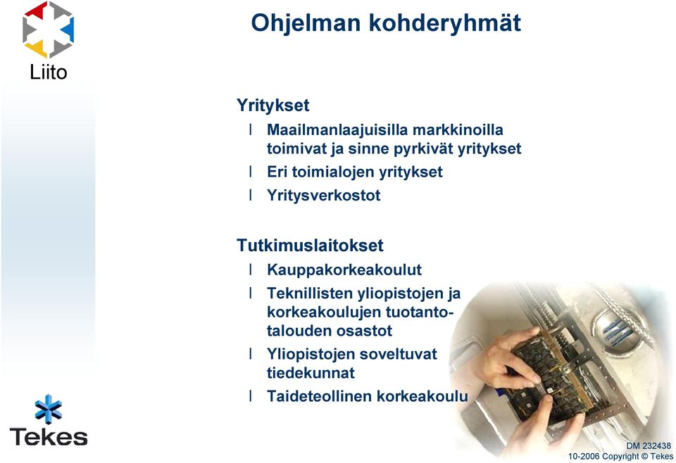 Tutkimuslaitokset Kauppakorkeakoulut Teknillisten yliopistojen ja