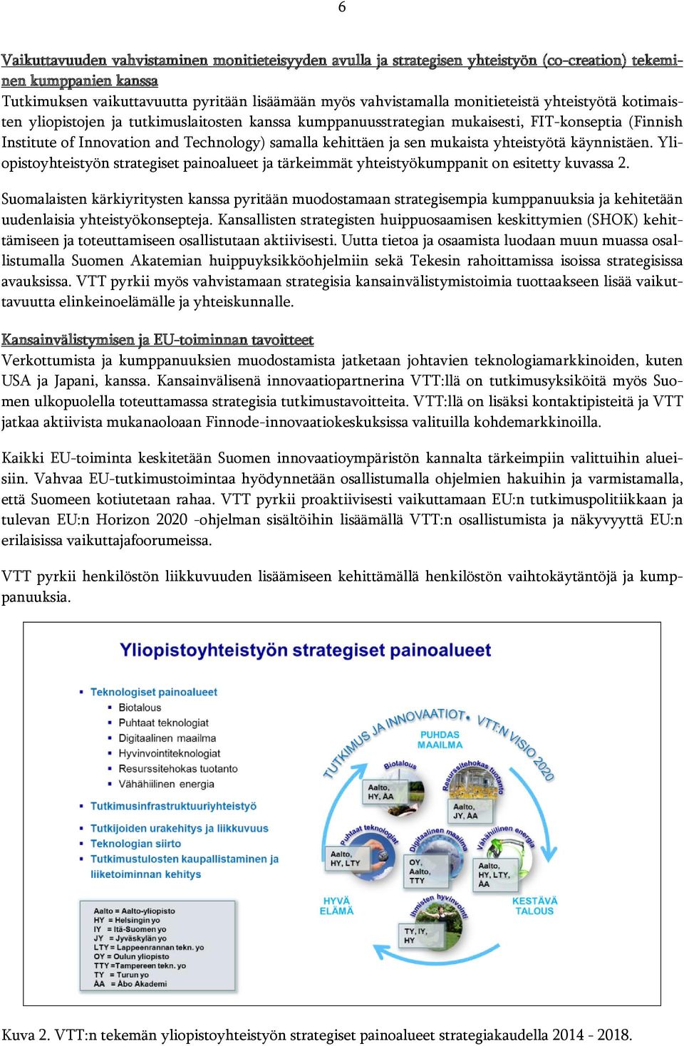 mukaista yhteistyötä käynnistäen. Yliopistoyhteistyön strategiset painoalueet ja tärkeimmät yhteistyökumppanit on esitetty kuvassa 2.