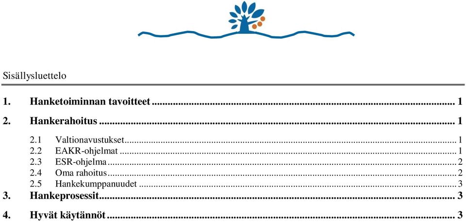 .. 1 2.3 ESR-ohjelma... 2 2.4 Oma rahoitus... 2 2.5 Hankekumppanuudet.