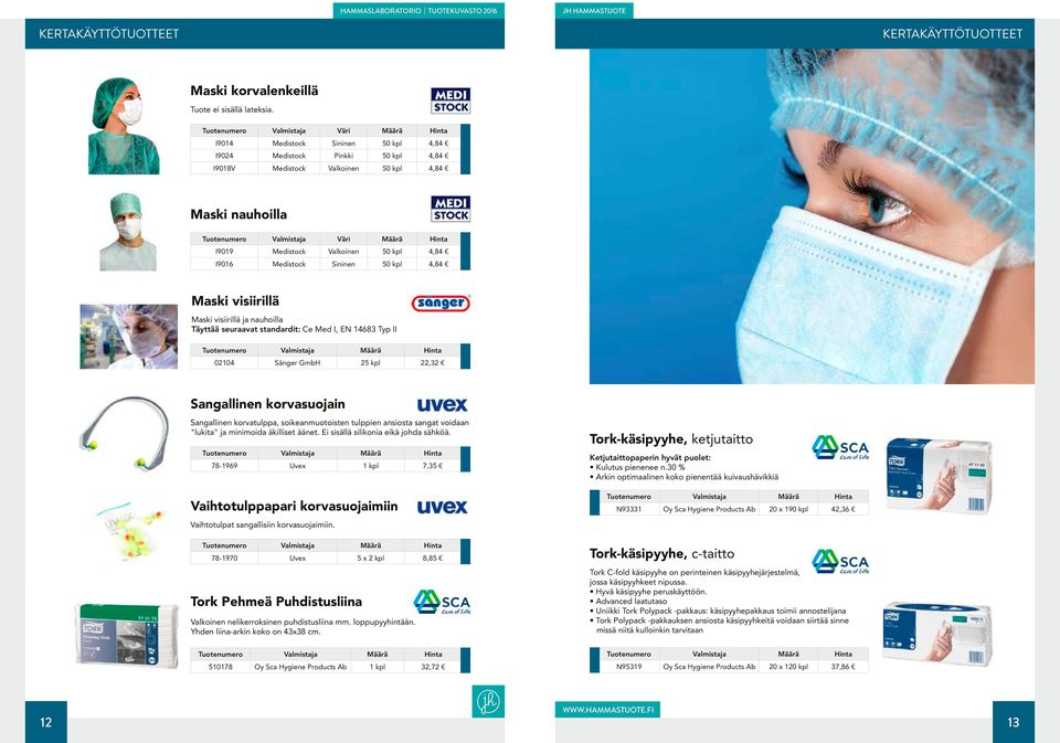 Hinta I9019 Medistock Valkoinen 50 kpl 4,84 I9016 Medistock Sininen 50 kpl 4,84 Maski visiirillä Maski visiirillä ja nauhoilla Täyttää seuraavat standardit: Ce Med I, EN 14683 Typ II 02104 Sänger