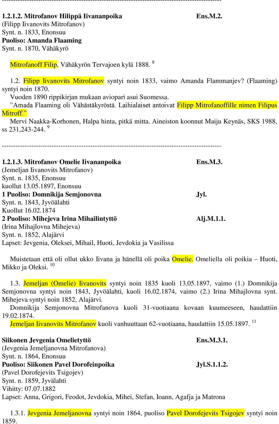 Laihialaiset antoivat Filipp Mitrofanoffille nimen Filipus Mitroff. Mervi Naakka-Korhonen, Halpa hinta, pitkä mitta. Aineiston koonnut Maiju Keynäs, SKS 1988, ss 231