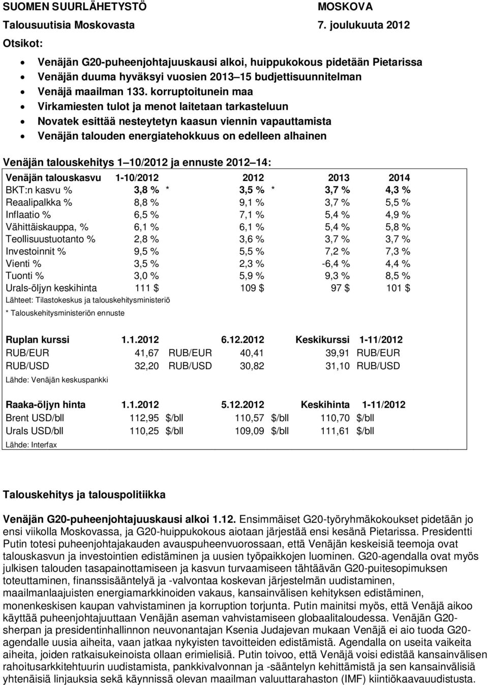 korruptoitunein maa Virkamiesten tulot ja menot laitetaan tarkasteluun Novatek esittää nesteytetyn kaasun viennin vapauttamista Venäjän talouden energiatehokkuus on edelleen alhainen Venäjän