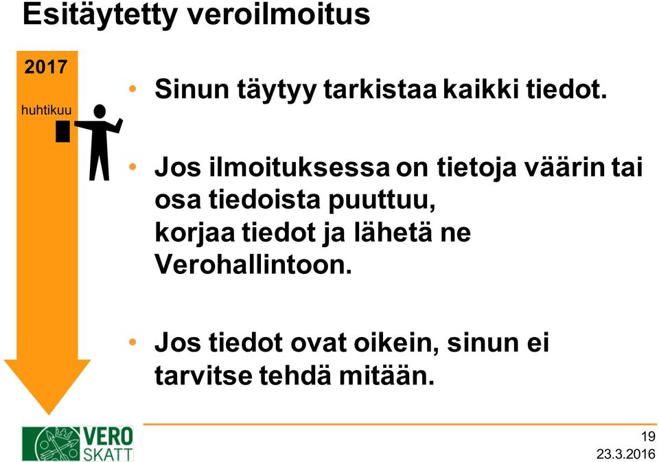 Jos ilmoituksessa on tietoja väärin tai osa tiedoista