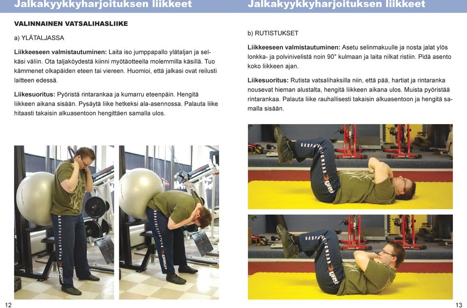 Liikesuoritus: Pyöristä rintarankaa ja kumarru eteenpäin. Hengitä liikkeen aikana sisään. Pysäytä liike hetkeksi ala-asennossa. Palauta liike hitaasti takaisin alkuasentoon hengittäen samalla ulos.