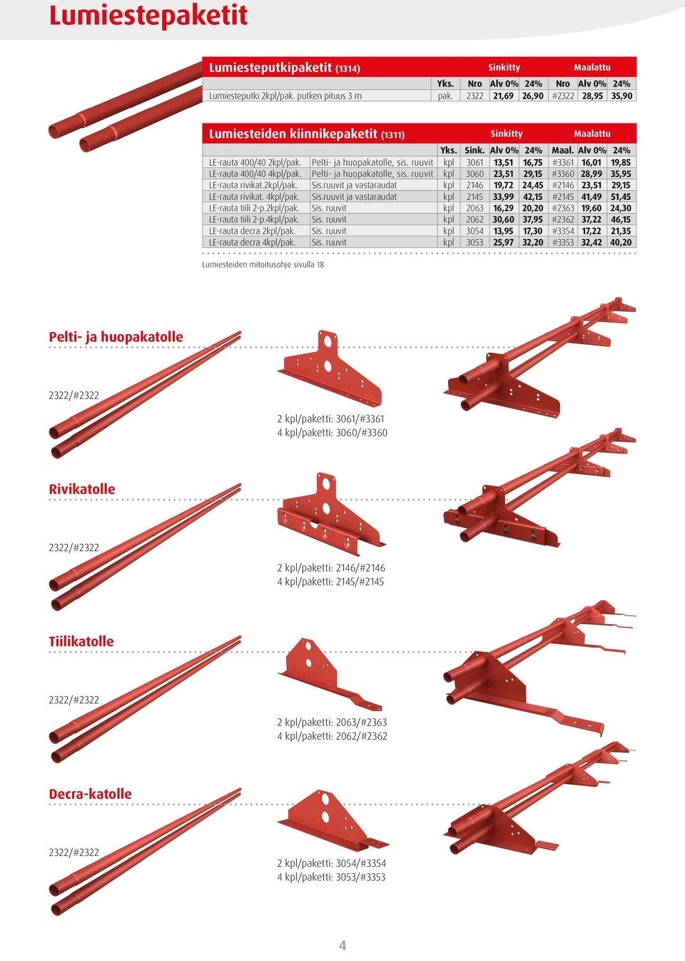 2kpl/pak. Sis.ruuvit ja vastaraudat kpl 2146 19,72 24,45 #2146 23,51 29,15 LE-rauta rivikat. 4kpl/pak. Sis.ruuvit ja vastaraudat kpl 2145 33,99 42,15 #2145 41,49 51,45 LE-rauta tiili 2-p.2kpl/pak. Sis. ruuvit kpl 2063 16,29 20,20 #2363 19,60 24,30 LE-rauta tiili 2-p.