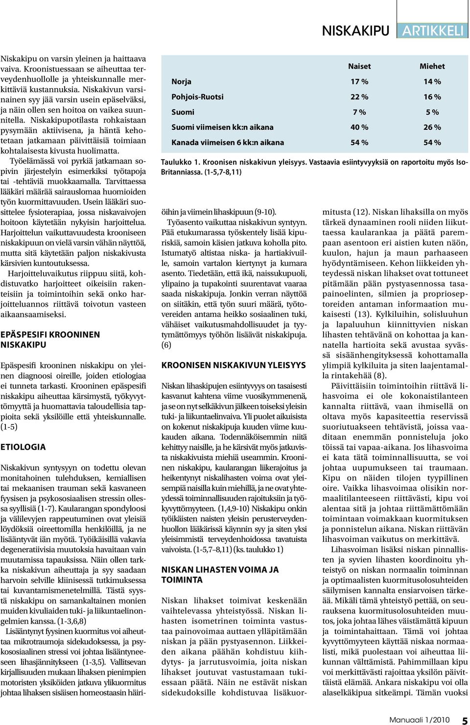 Niskakipupotilasta rohkaistaan pysymään aktiivisena, ja häntä kehotetaan jatkamaan päivittäisiä toimiaan kohtalaisesta kivusta huolimatta.