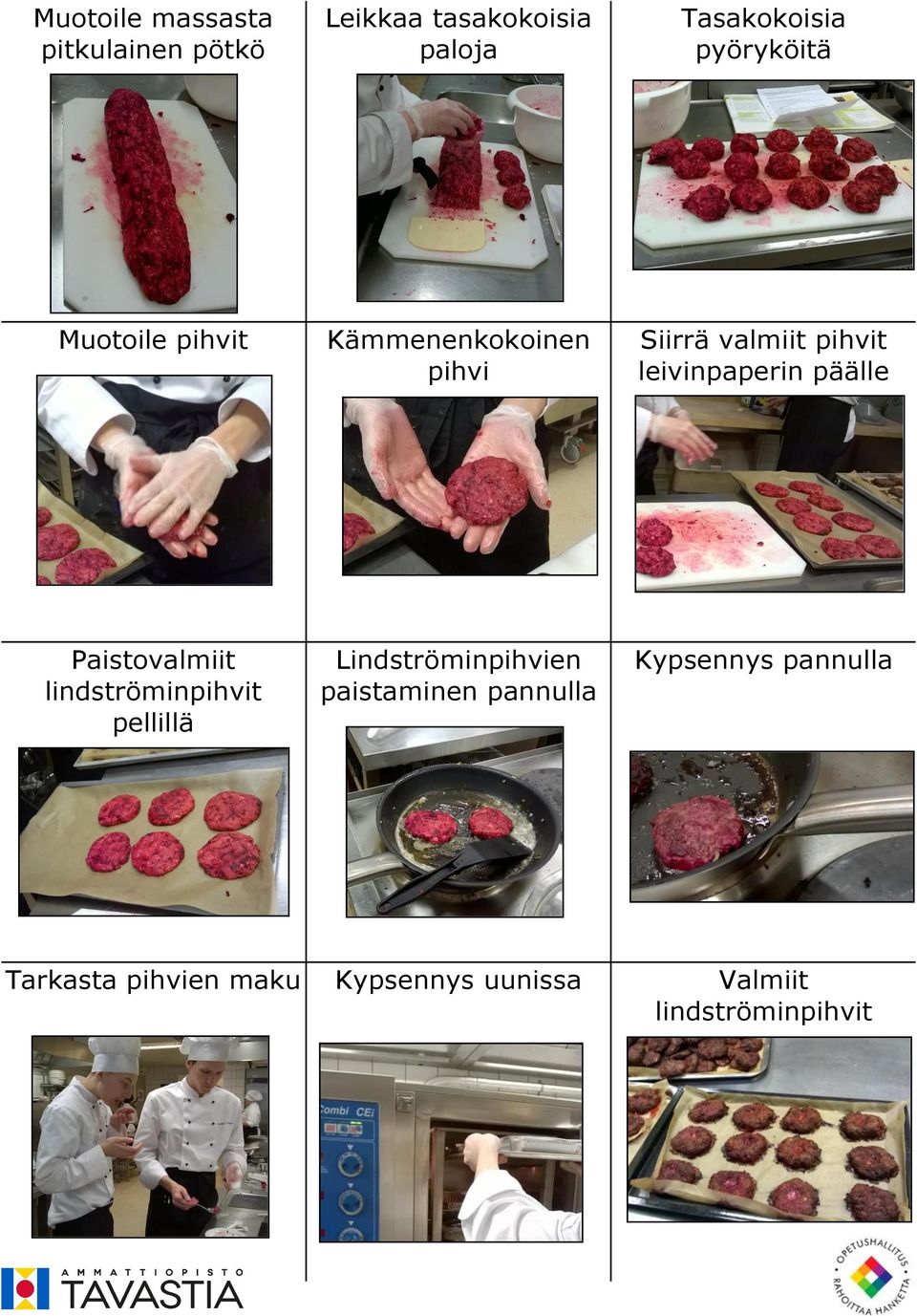 leivinpaperin päälle Paistovalmiit lindströminpihvit pellillä Lindströminpihvien