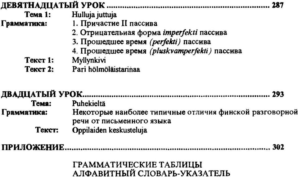 Прошедшее время (pluskyamperfekti) пассива Текст 1: Myllynkivi Текст 2: Pari hölmöläistarinaa ДВАДЦАТЫЙ УРО К.