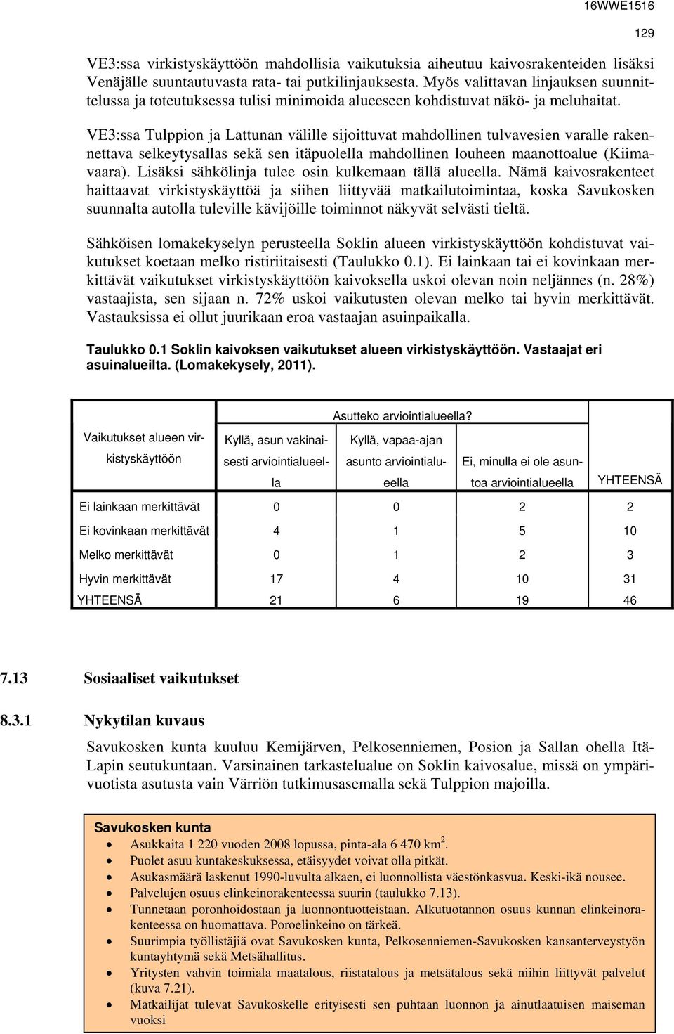 VE3:ssa Tulppion ja Lattunan välille sijoittuvat mahdollinen tulvavesien varalle rakennettava selkeytysallas sekä sen itäpuolella mahdollinen louheen maanottoalue (Kiimavaara).