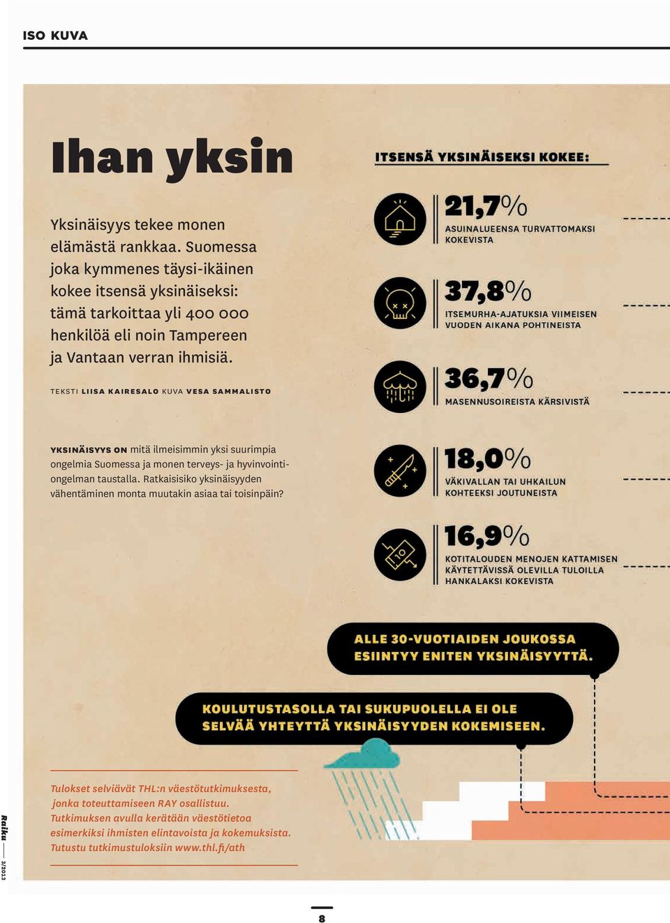 teksti liisa kairesalo kuva vesa sammalisto yksinäisyys on mitä ilmeisimmin yksi suurimpia ongelmia Suomessa ja monen terveys- ja hyvinvointiongelman taustalla.