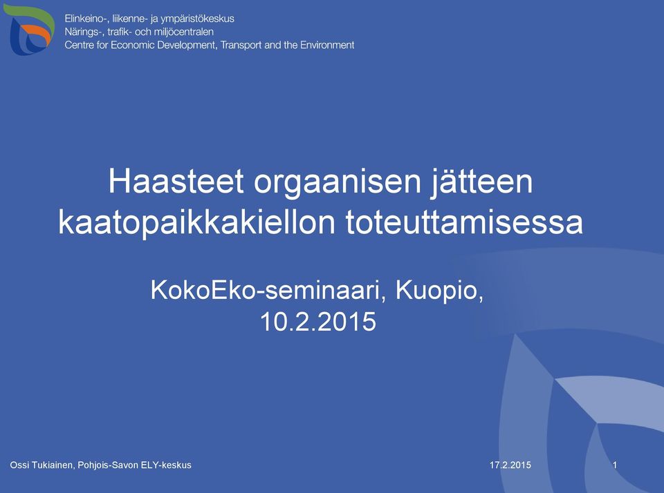 KokoEko-seminaari, Kuopio, 10.2.