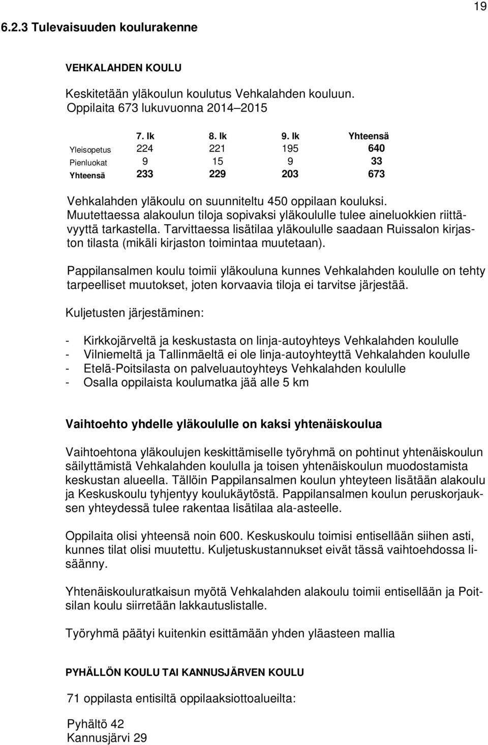 Muutettaessa alakoulun tiloja sopivaksi yläkoululle tulee aineluokkien riittävyyttä tarkastella.