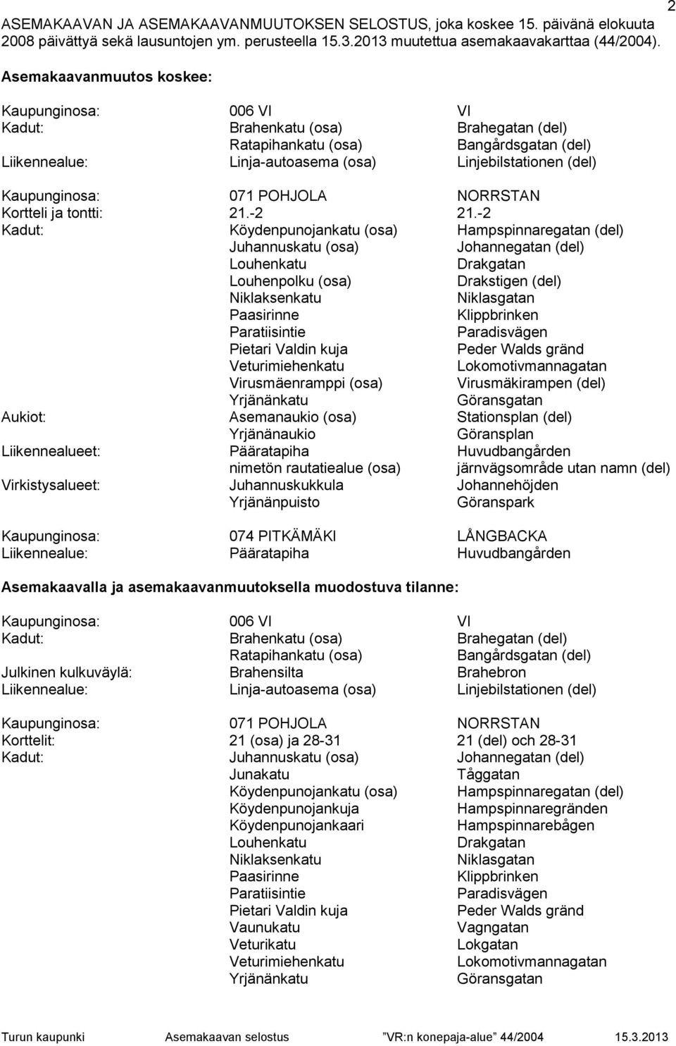 Kaupunginosa: 071 POHJOLA NORRSTAN Kortteli ja tontti: 21.-2 21.