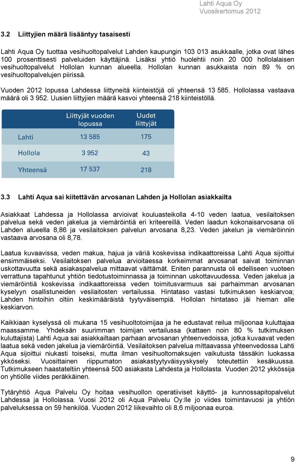 Vuoden 2012 lopussa Lahdessa liittyneitä kiinteistöjä oli yhteensä 13 585. Hollolassa vastaava määrä oli 3 