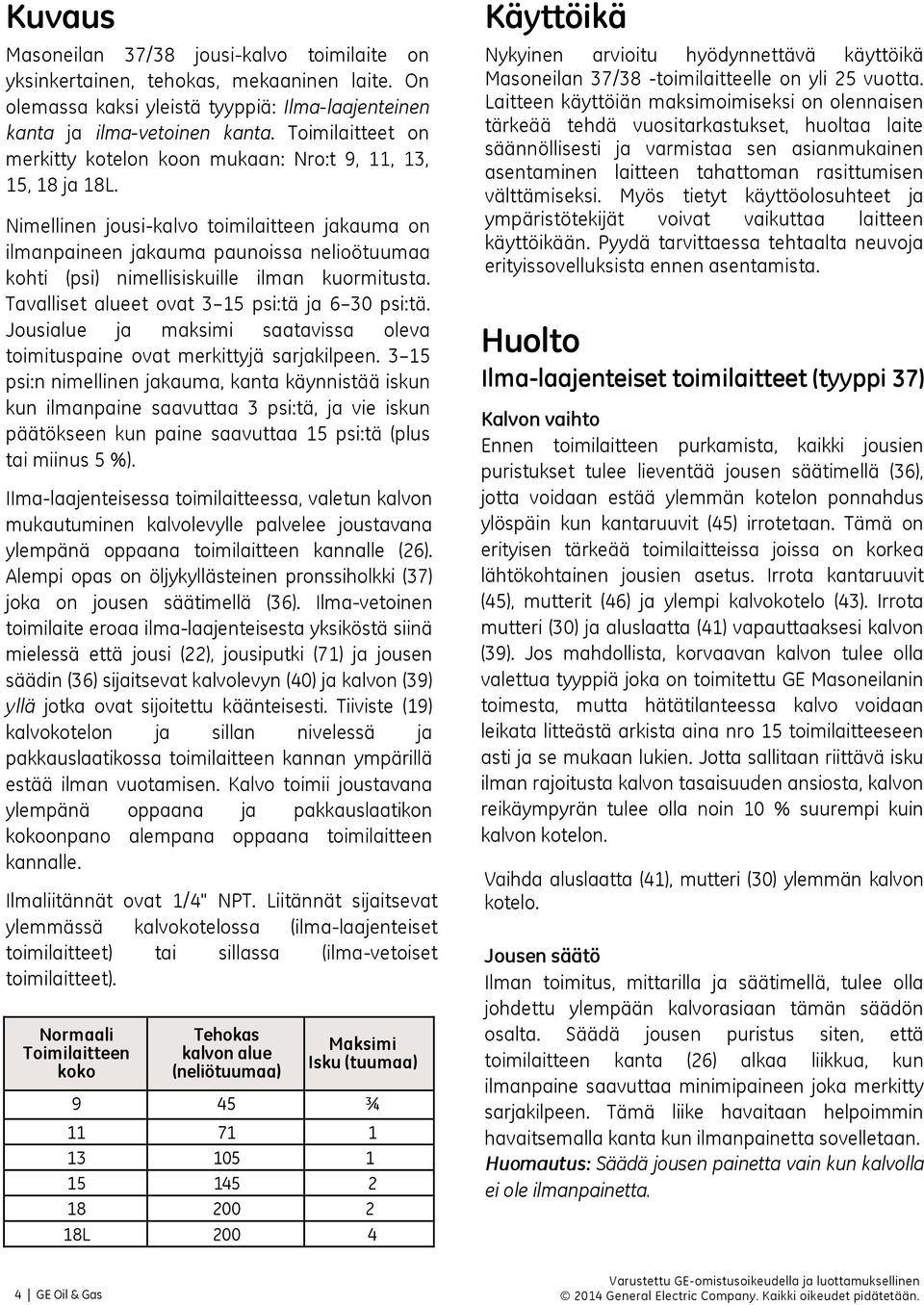 Nimellinen jousi-kalvo toimilaitteen jakauma on ilmanpaineen jakauma paunoissa nelioötuumaa kohti (psi) nimellisiskuille ilman kuormitusta. Tavalliset alueet ovat 3 15 psi:tä ja 6 30 psi:tä.