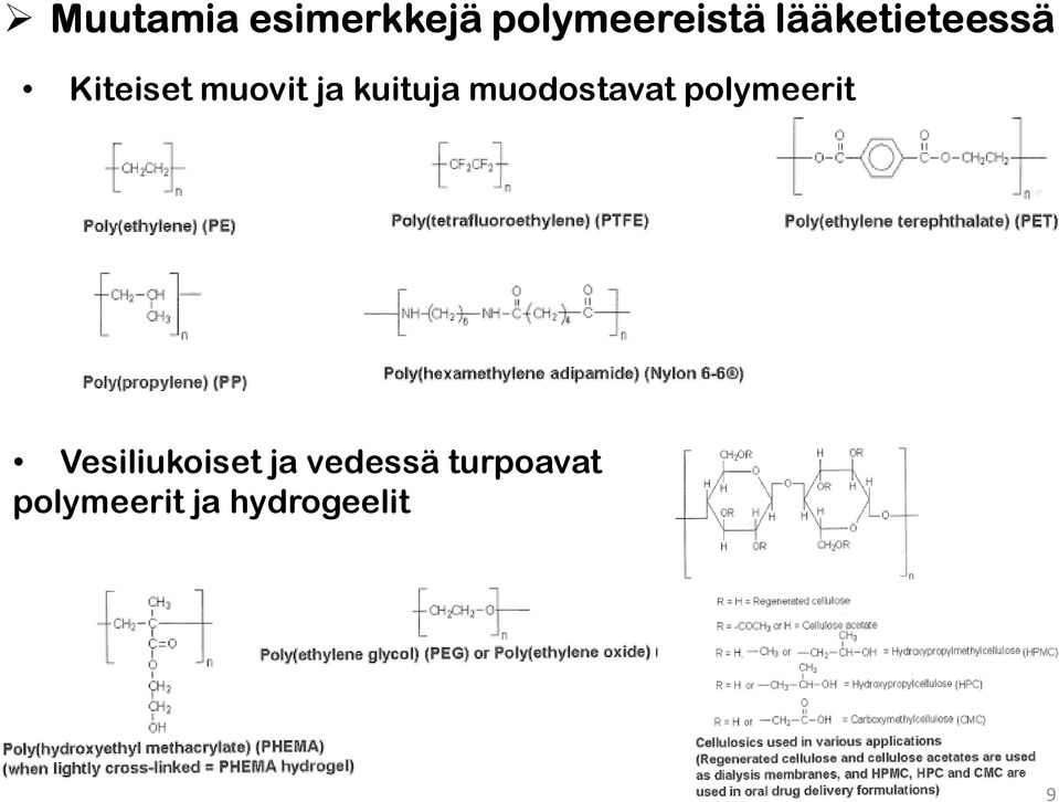 kuituja muodostavat polymeerit