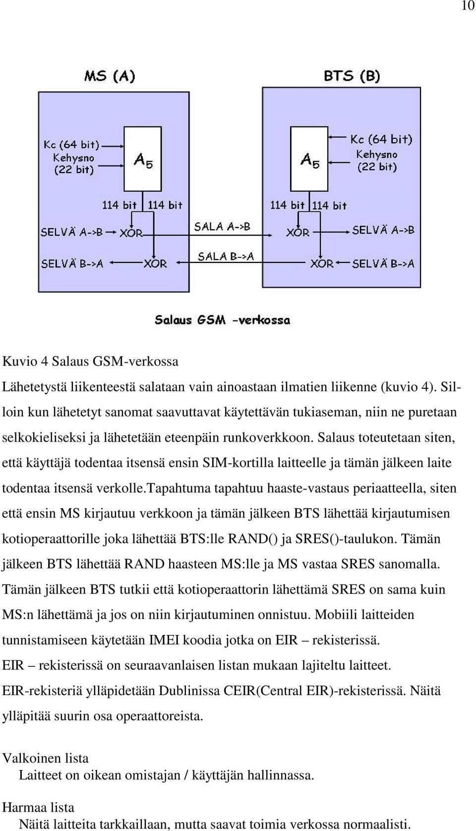 Salaus toteutetaan siten, että käyttäjä todentaa itsensä ensin SIM-kortilla laitteelle ja tämän jälkeen laite todentaa itsensä verkolle.