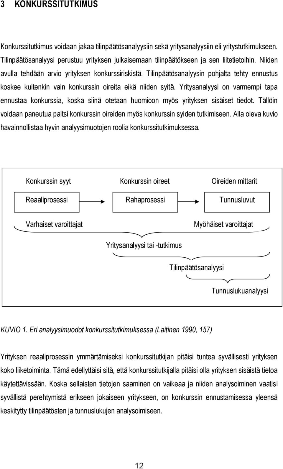 Tilinpäätösanalyysin pohjalta tehty ennustus koskee kuitenkin vain konkurssin oireita eikä niiden syitä.