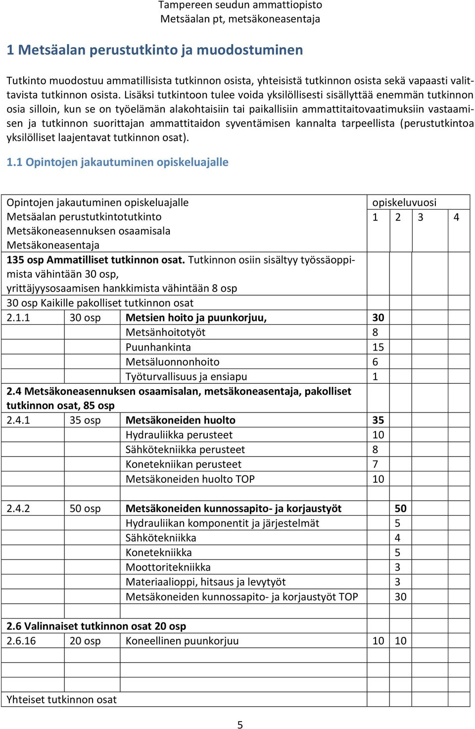 suorittajan ammattitaidon syventämisen kannalta tarpeellista (perustutkintoa yksilölliset laajentavat tutkinnon osat). 1.