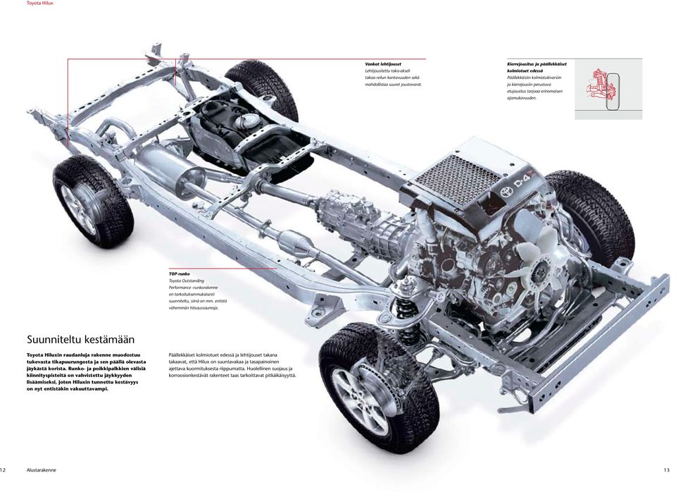 HIL4001_05 TOP-runko Toyota Outstanding Performance -runkorakenne on tarkoituksenmukaisesti suunniteltu, siinä on mm. entistä vähemmän hitsaussaumoja.