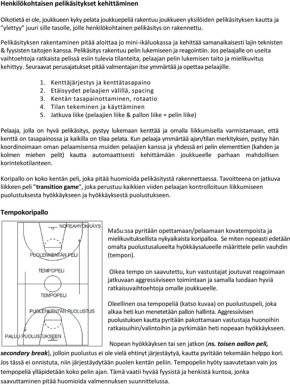 Pelikäsitys rakentuu pelin lukemiseen ja reagintiin. Js pelaajalle n useita vaihtehtja ratkaista pelissä esiin tulevia tilanteita, pelaajan pelin lukemisen tait ja mielikuvitus kehittyy.