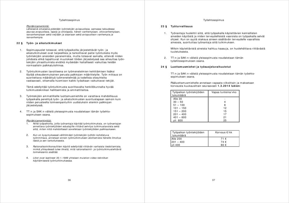 Sopimuspuolet toteavat, että työpaikoilla järjestettävät työn- ja aikatutkimukset ovat tarpeellisia ja tarkoittavat paitsi työntulosta myös työntekijäin ansioiden paranemista, mutta toteavat samalla,