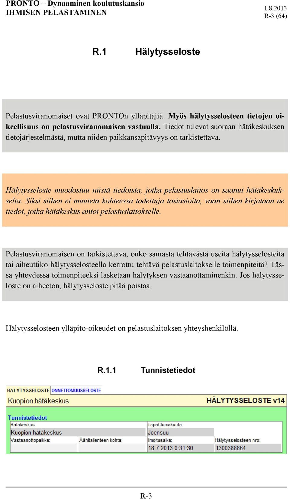 Siksi siihen ei muuteta kohteessa todettuja tosiasioita, vaan siihen kirjataan ne tiedot, jotka hätäkeskus antoi pelastuslaitokselle.