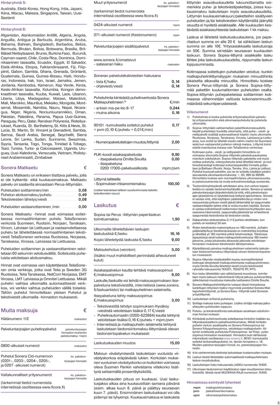 Cayman-saaret, Chile, Costa Rica, Dominica, Dominikaaninen tasavalta, Ecuador, Egypti, El Salvador, Etelä-Afrikka, Etiopia, Falklandinsaaret, Fiji, Filippiinit, Gabon, Gambia, Ghana, Grenada,