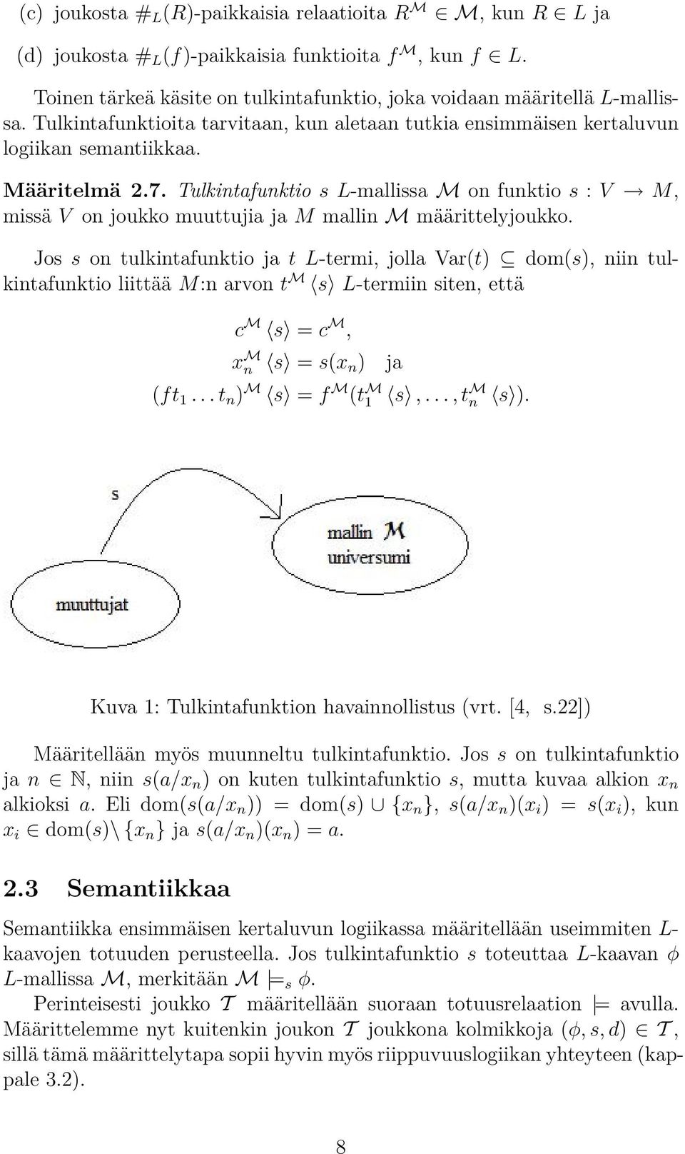 Tulkintafunktio s L-mallissa M on funktio s : V M, missä V on joukko muuttujia ja M mallin M määrittelyjoukko.