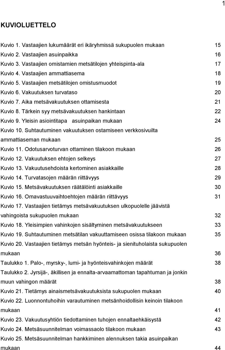 Tärkein syy metsävakuutuksen hankintaan 22 Kuvio 9. Yleisin asiointitapa asuinpaikan mukaan 24 Kuvio 10. Suhtautuminen vakuutuksen ostamiseen verkkosivuilta ammattiaseman mukaan 25 Kuvio 11.