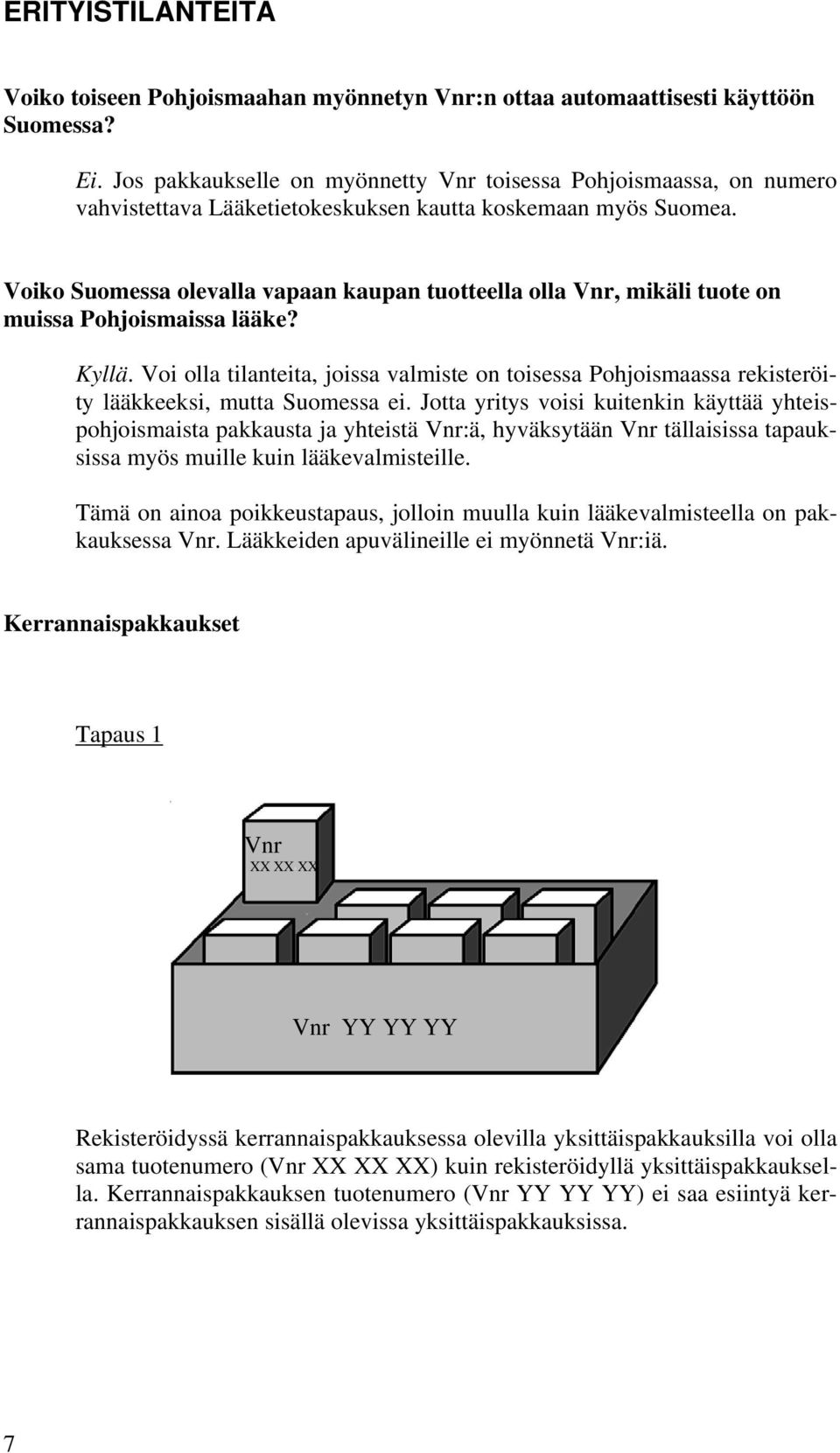 Voiko Suomessa olevalla vapaan kaupan tuotteella olla Vnr, mikäli tuote on muissa Pohjoismaissa lääke? Kyllä.