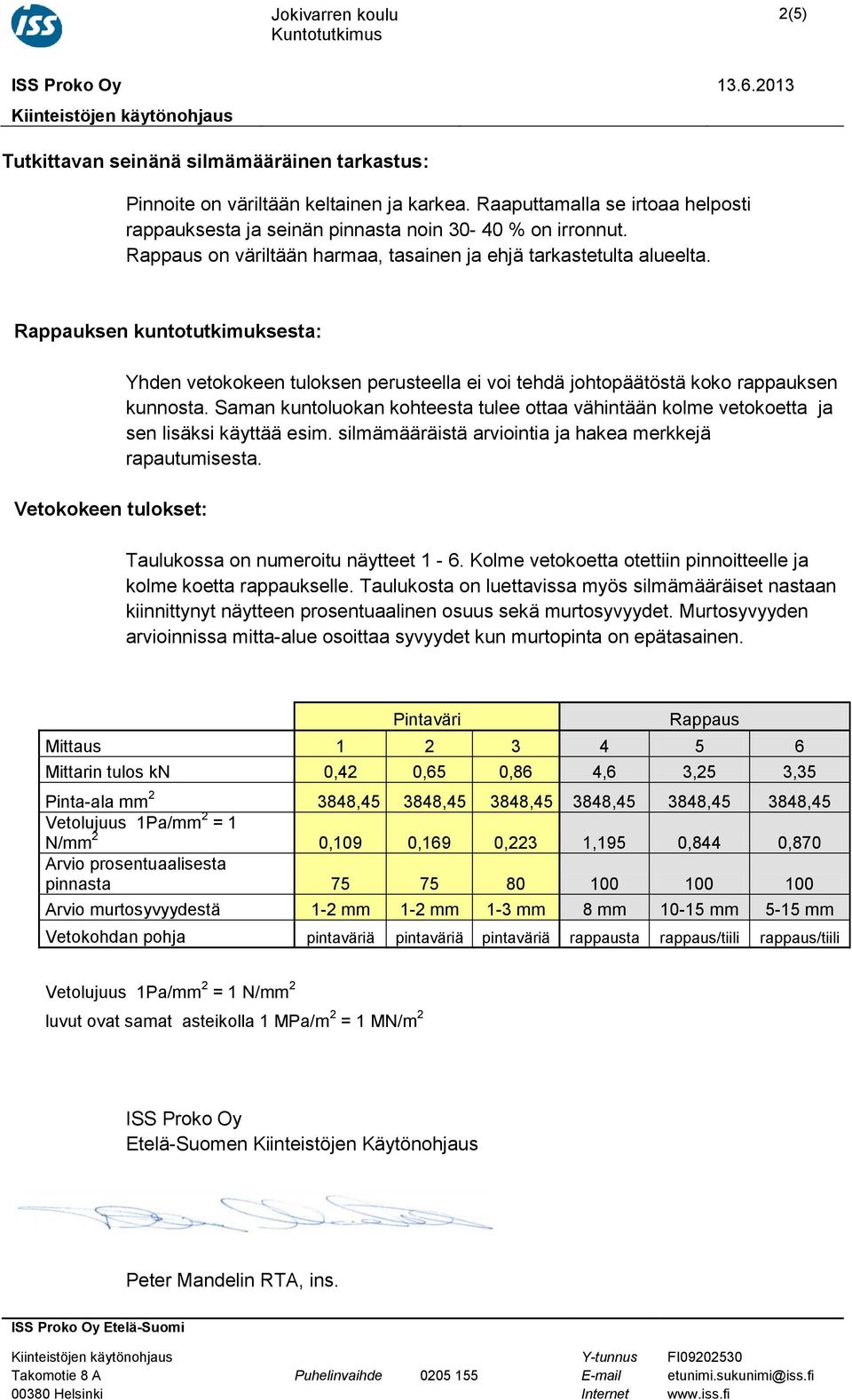 Saman kuntoluokan kohteesta tulee ottaa vähintään kolme vetokoetta ja sen lisäksi käyttää esim. silmämääräistä arviointia ja hakea merkkejä rapautumisesta.