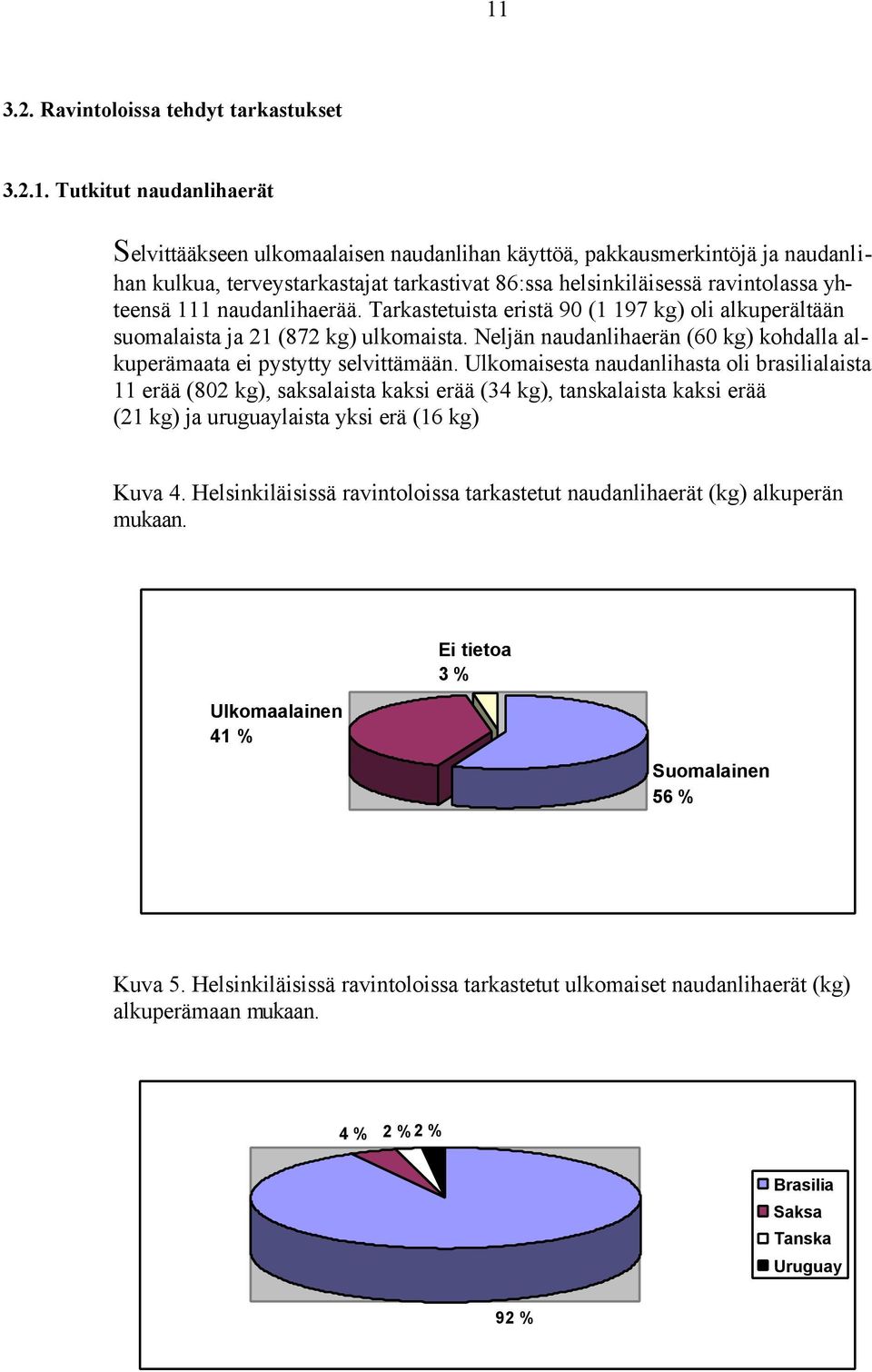 Neljän naudanlihaerän (60 kg) kohdalla alkuperämaata ei pystytty selvittämään.