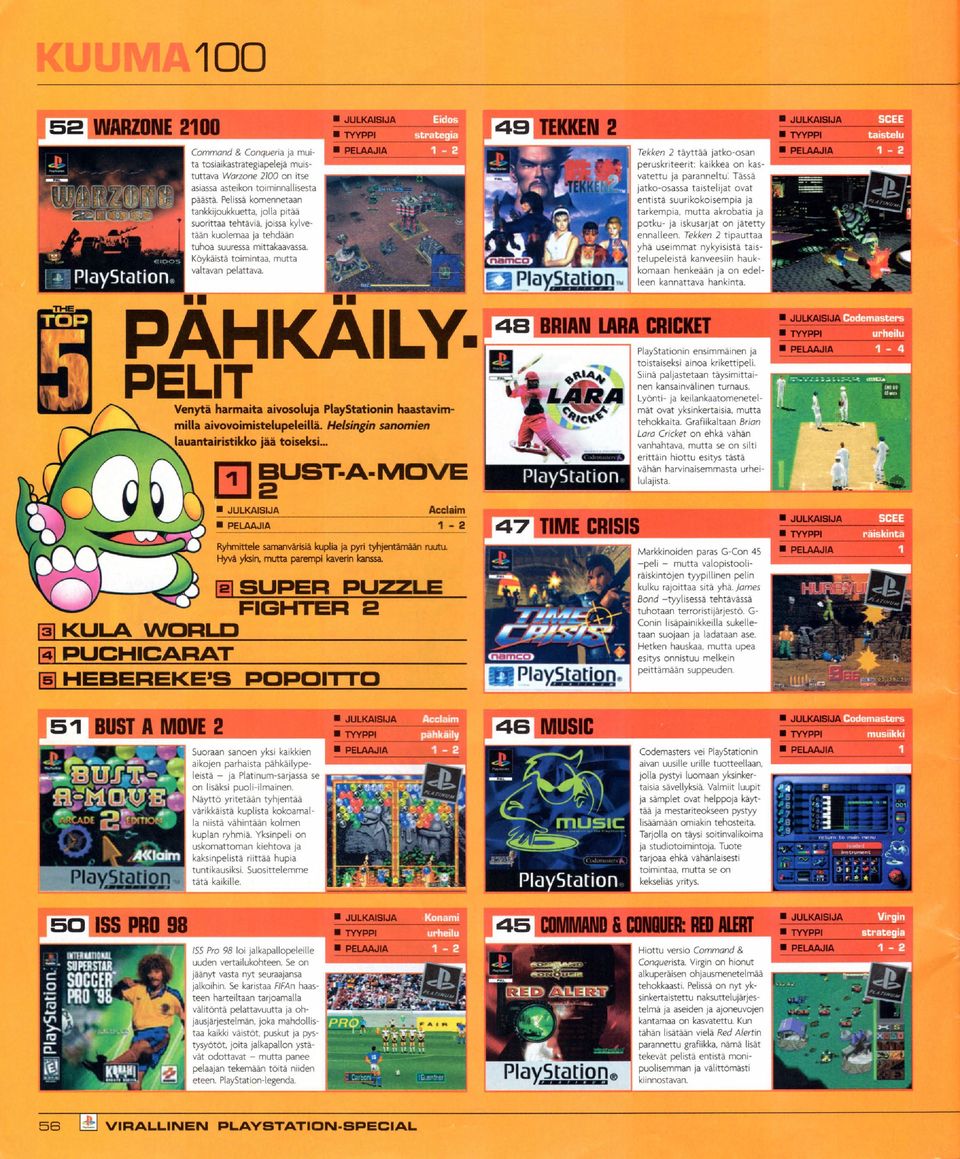 E PÄHKÄILYE PELIT BUST-A- MOVE 2 PlayStati 0 n - FIGHTER 2 i- IKULA WORLD j4] PUCHICARAT 5 HEBEREKE'S POPOITTO. peittämään suppeuden.