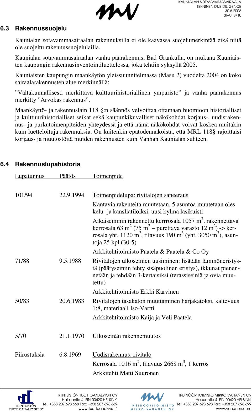 Kauniaisten kaupungin maankäytön yleissuunnitelmassa (Masu 2) vuodelta 2004 on koko sairaalarakennusten alue merkinnällä: Valtakunnallisesti merkittävä kulttuurihistoriallinen ympäristö ja vanha