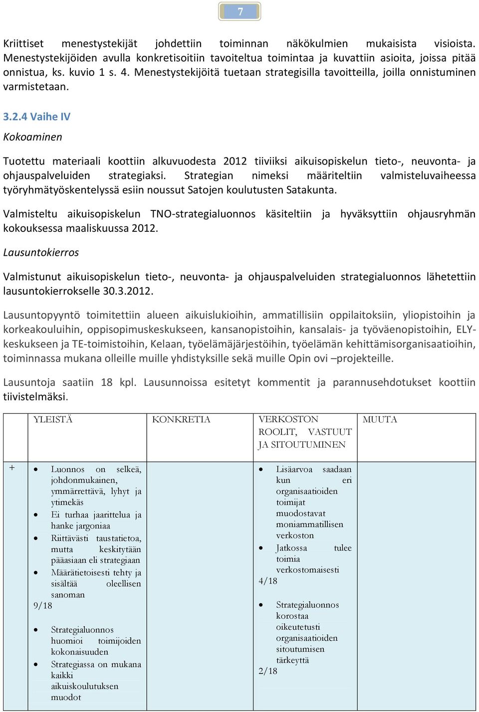 4 Vaihe IV Kokoaminen Tuotettu materiaali koottiin alkuvuodesta 2012 tiiviiksi aikuisopiskelun tieto-, neuvonta- ja ohjauspalveluiden strategiaksi.