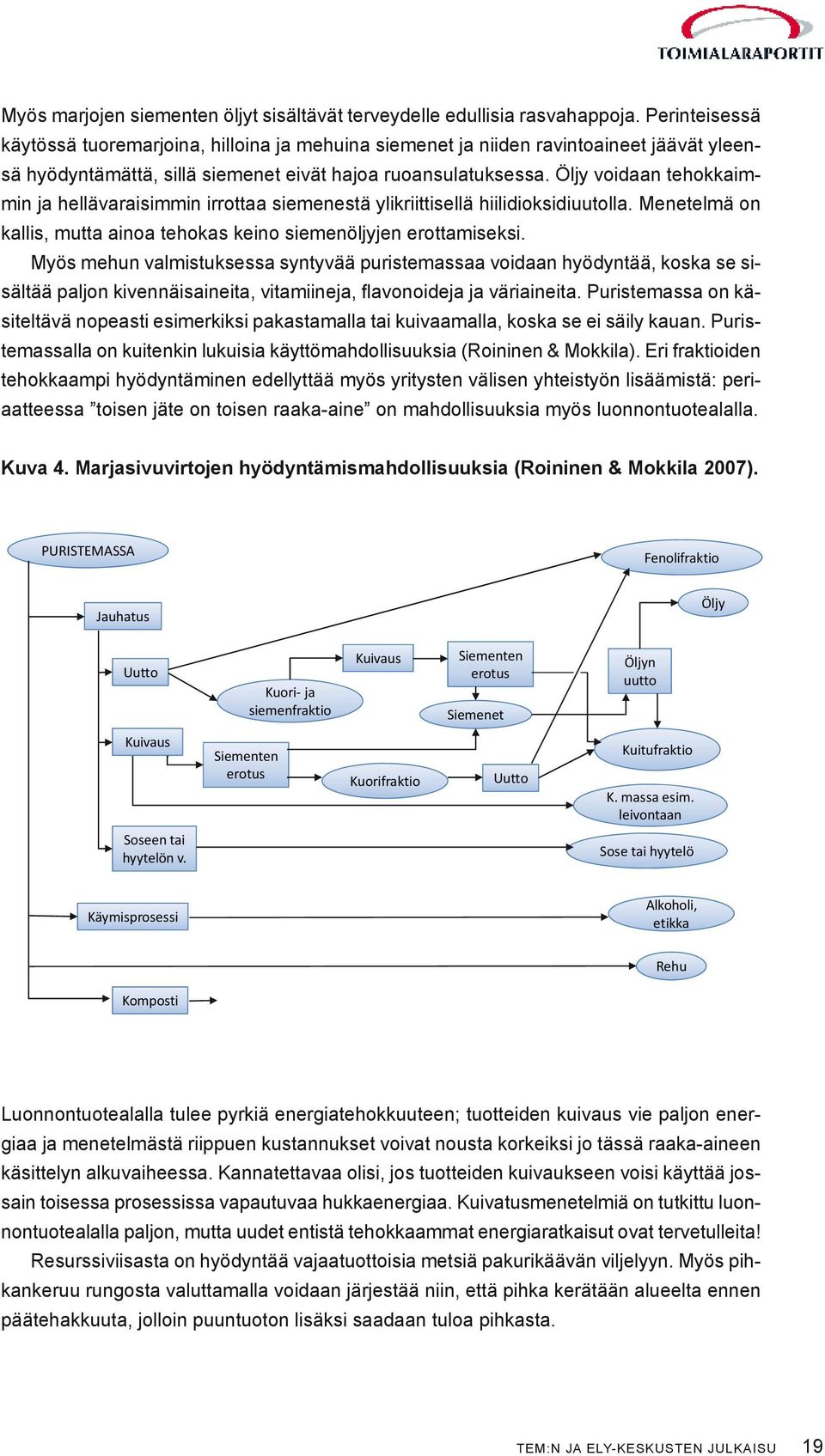 Öljy voidaan tehokkaimmin ja hellävaraisimmin irrottaa siemenestä ylikriittisellä hiilidioksidiuutolla. Menetelmä on kallis, mutta ainoa tehokas keino siemenöljyjen erottamiseksi.