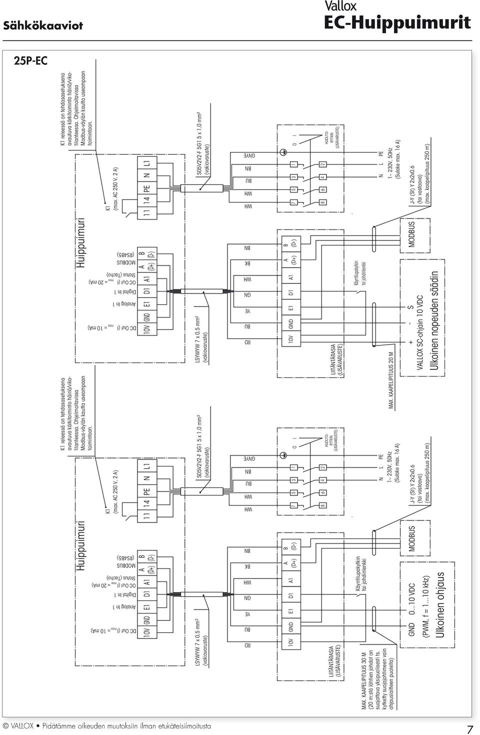 AC 50 V, A) 11 14 N L1 6 1~ 30V, 50Hz (Sulake max. 16 A) J-Y (St) Y xx0.6 (tai vastaava) (max.