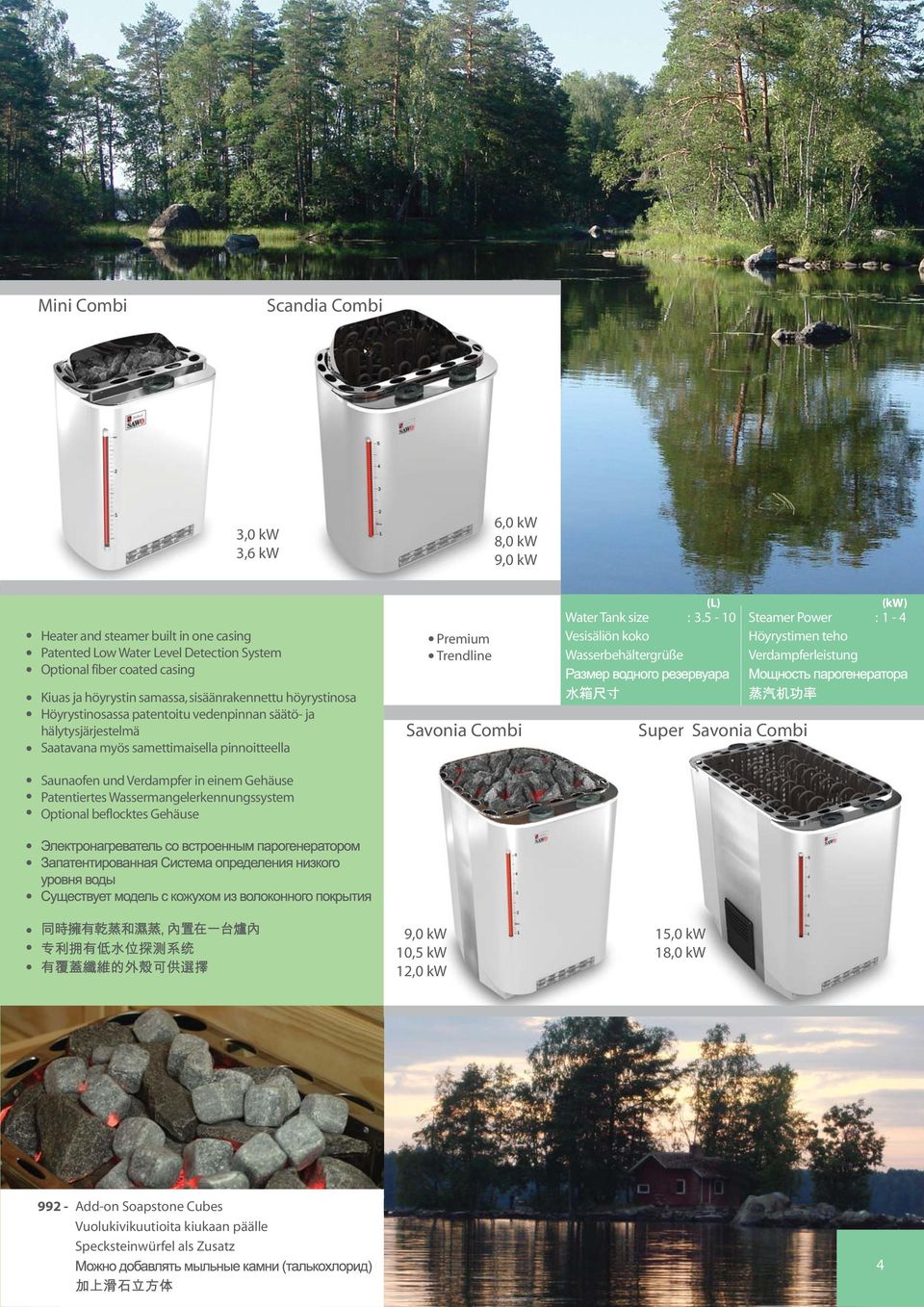 Patentiertes Wassermangelerkennungssystem Savonia Combi (L) () Water Tank size :.