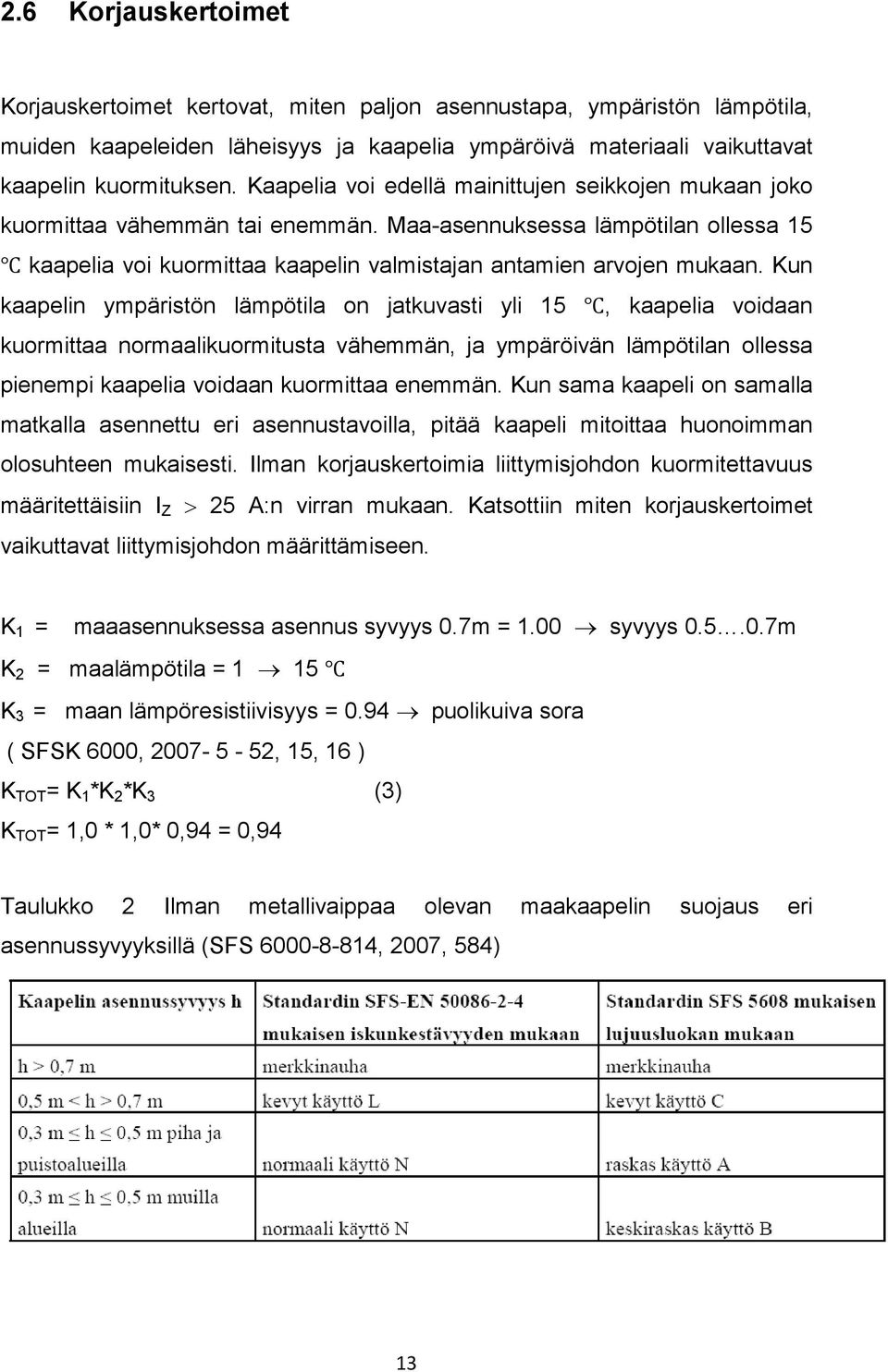 Kun kaapelin ympäristön lämpötila on jatkuvasti yli 15, kaapelia voidaan kuormittaa normaalikuormitusta vähemmän, ja ympäröivän lämpötilan ollessa pienempi kaapelia voidaan kuormittaa enemmän.