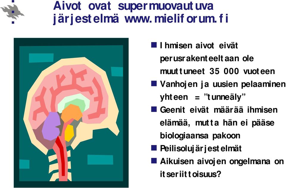 Vanhojen ja uusien pelaaminen yhteen = tunneäly Geenit eivät määrää ihmisen