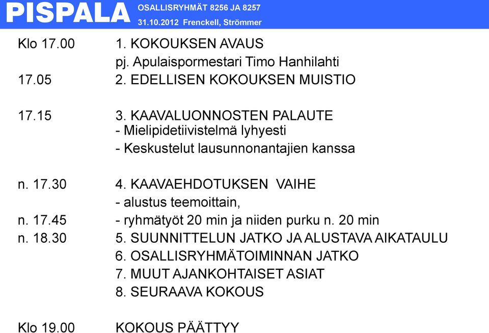 KAAVALUONNOSTEN PALAUTE - Mielipidetiivistelmä lyhyesti - Keskustelut lausunnonantajien kanssa n. 17.30 4.