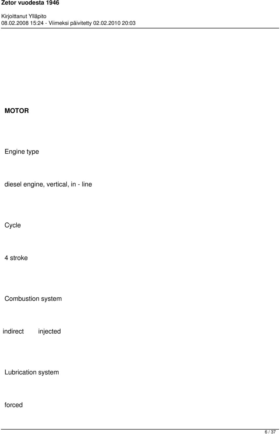 stroke Combustion system indirect