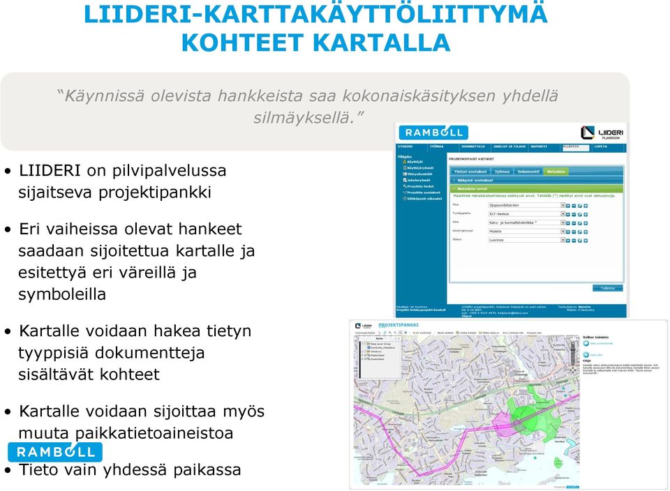 LIIDERI on pilvipalvelussa sijaitseva projektipankki Eri vaiheissa olevat hankeet saadaan sijoitettua