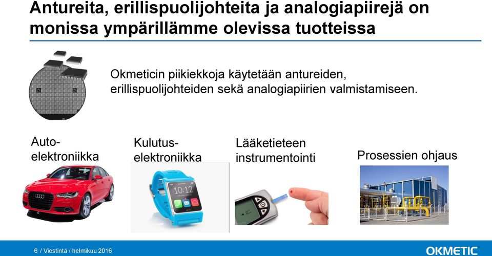 erillispuolijohteiden sekä analogiapiirien valmistamiseen.