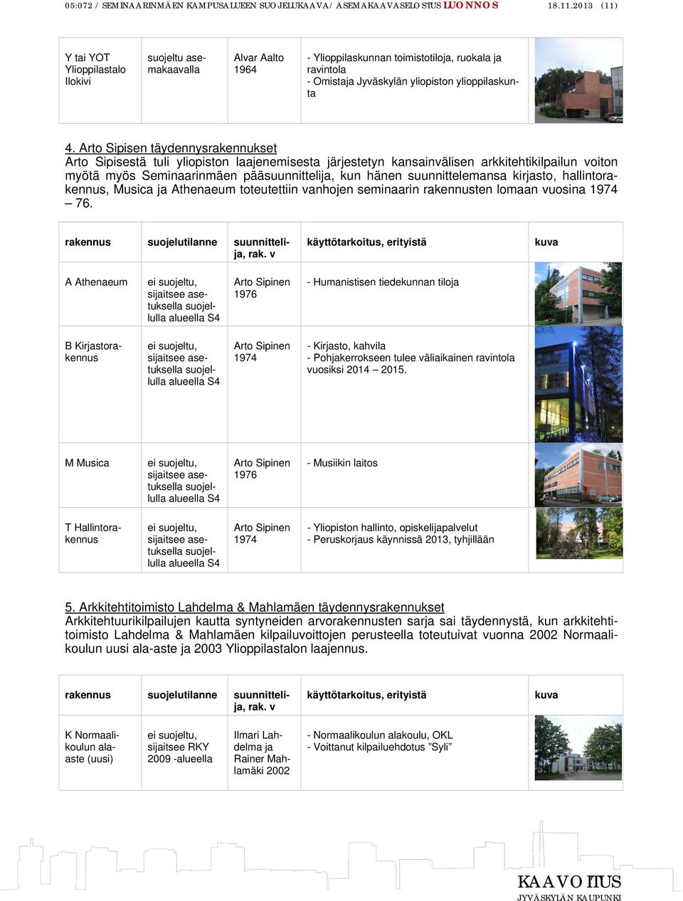 Arto Sipisen täydennysrakennukset Arto Sipisestä tuli yliopiston laajenemisesta järjestetyn kansainvälisen arkkitehtikilpailun voiton myötä myös Seminaarinmäen pääsuunnittelija, kun hänen